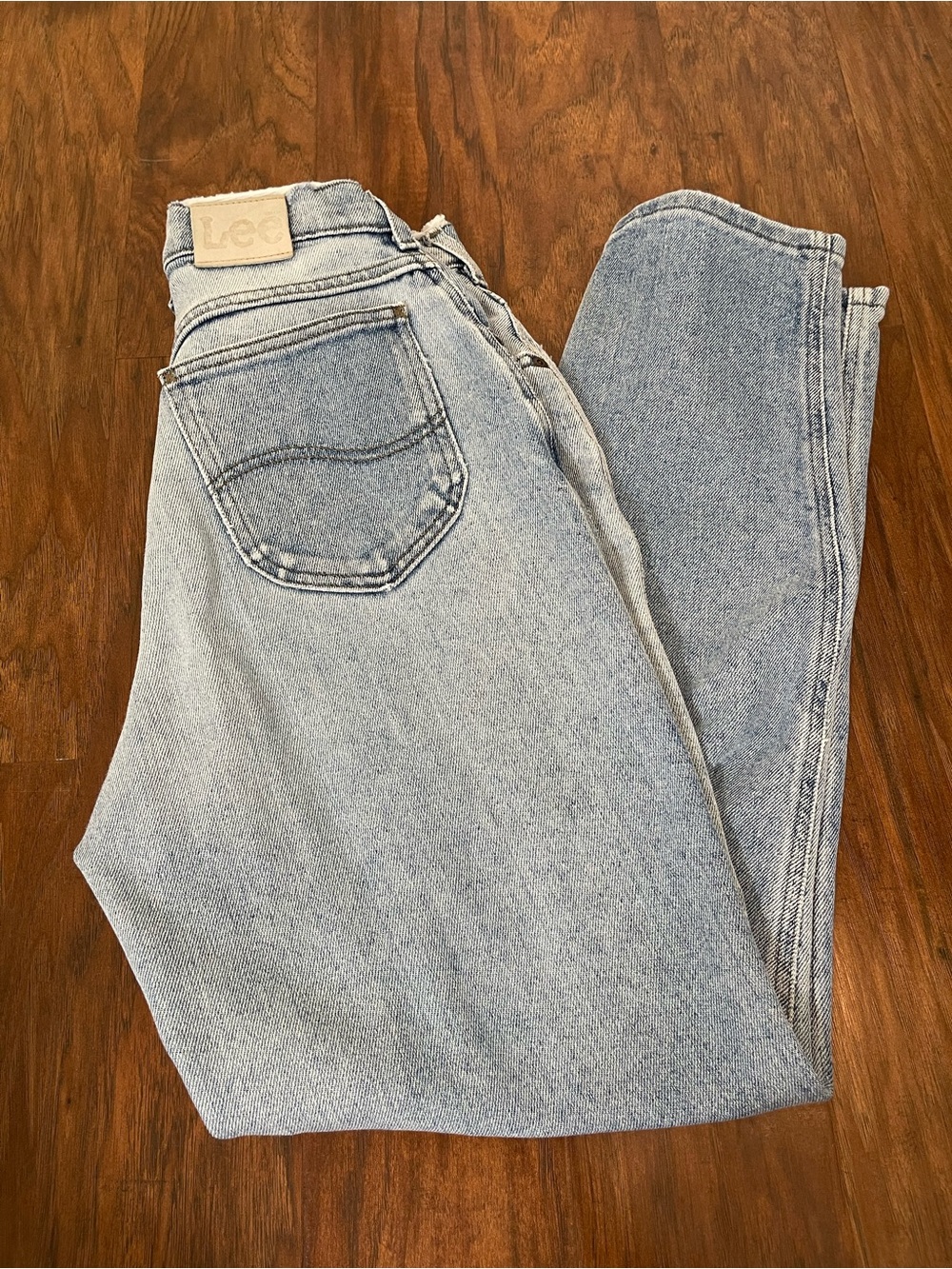 Lee Mom Jeans 27 Light Wash Denim Vintage Distressed Tapered 90s Y2K High Rise
